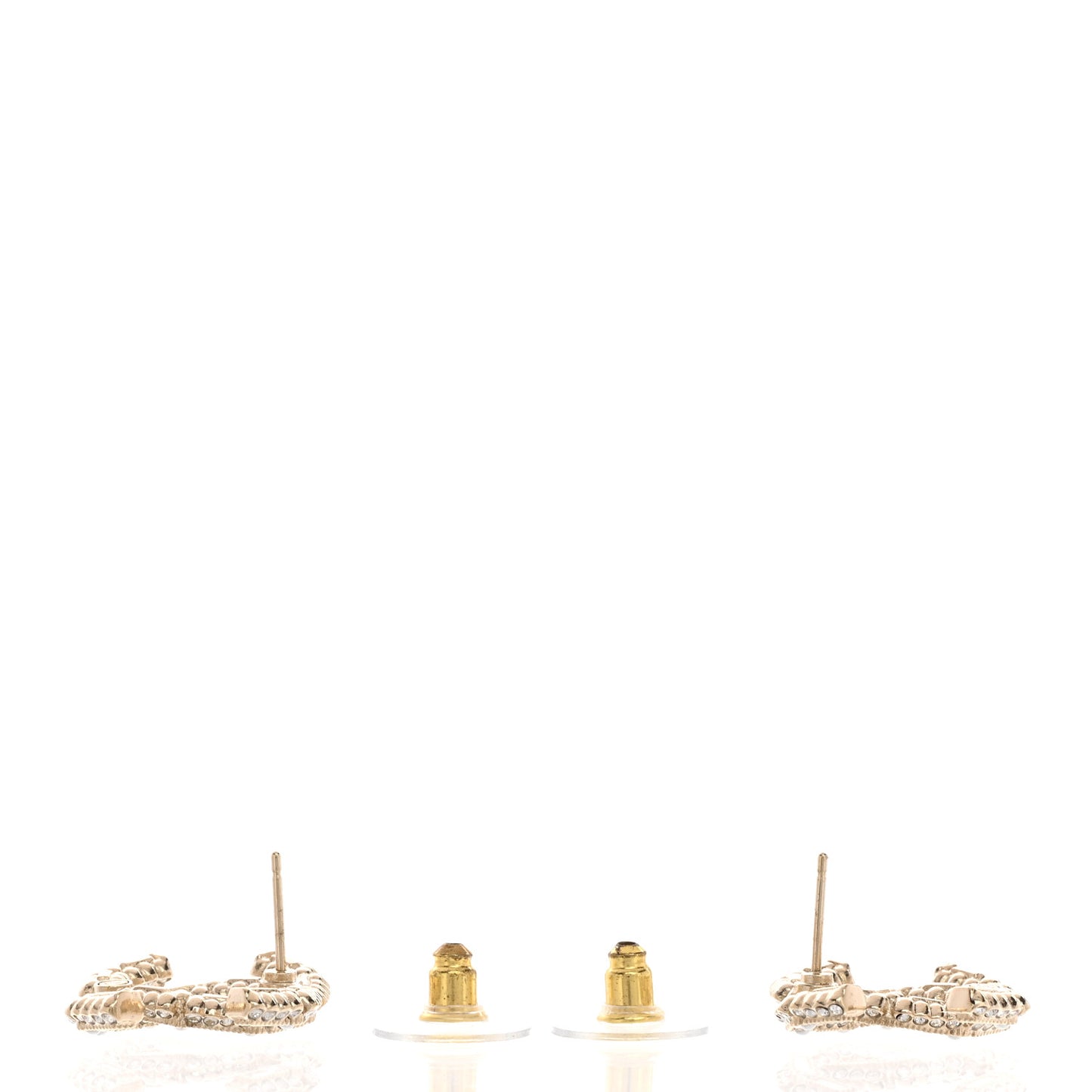 Crystal Baguette Pearl CC Earrings Gold Pearly White