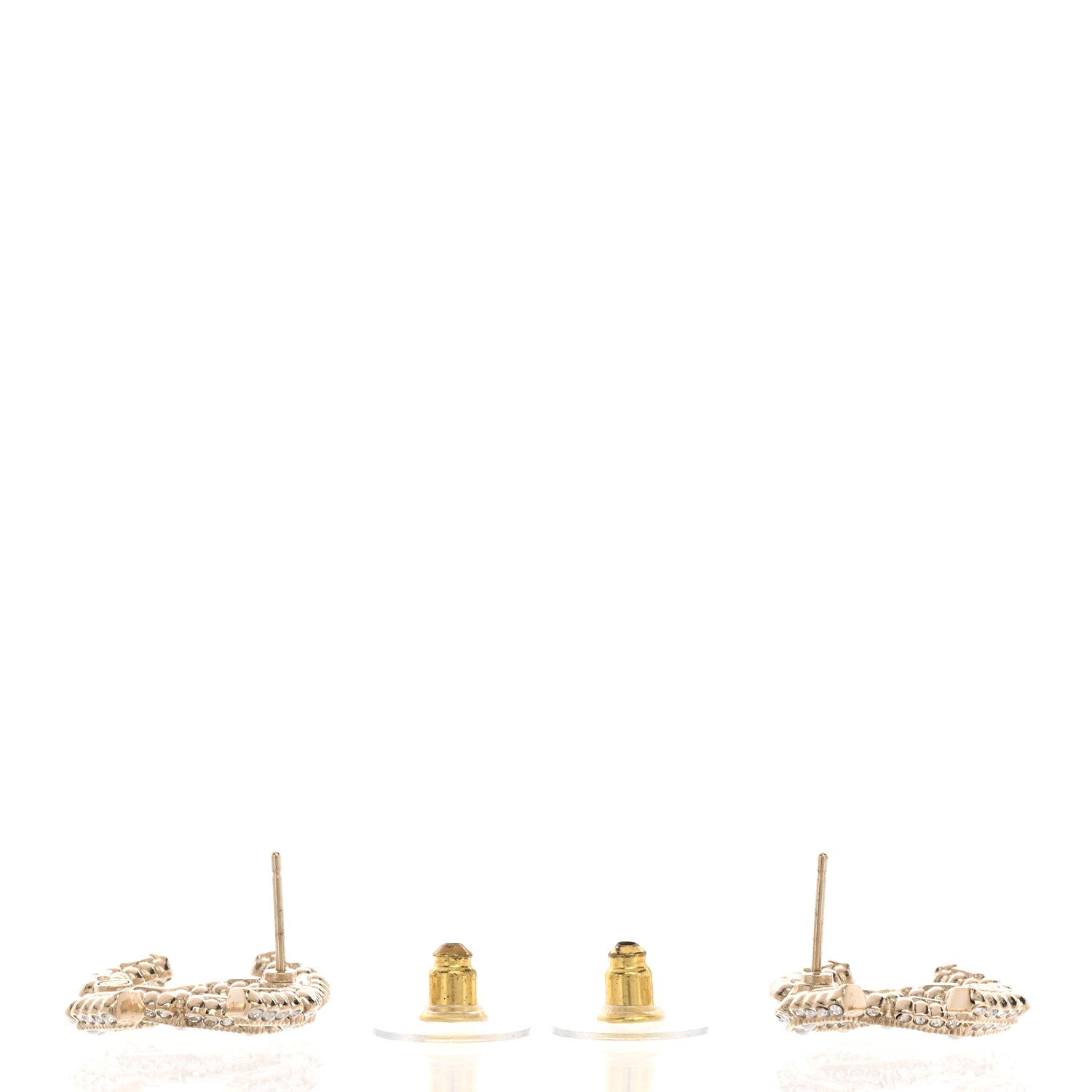 Chanel Crystal Baguette Pearl CC Earrings Gold Pearly White 4 of 5
