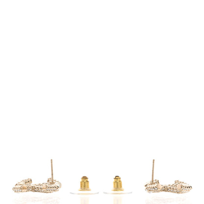 Chanel Crystal Baguette Pearl CC Earrings Gold Pearly White 4 of 5