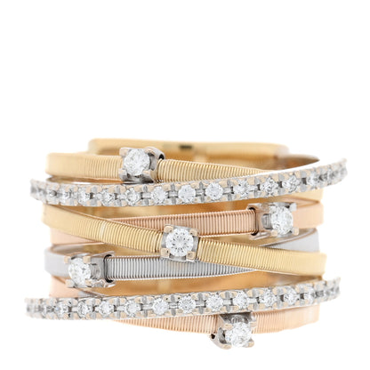 Marco Bicego 18K Yellow White Rose Gold Diamond Seven Strand Goa Ring 53 6.5 1 of 4