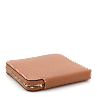 Hermes Evercolor Barenia Silk'In Compact Wallet Gold Bleu Navy Vert Fizz 4 of 12