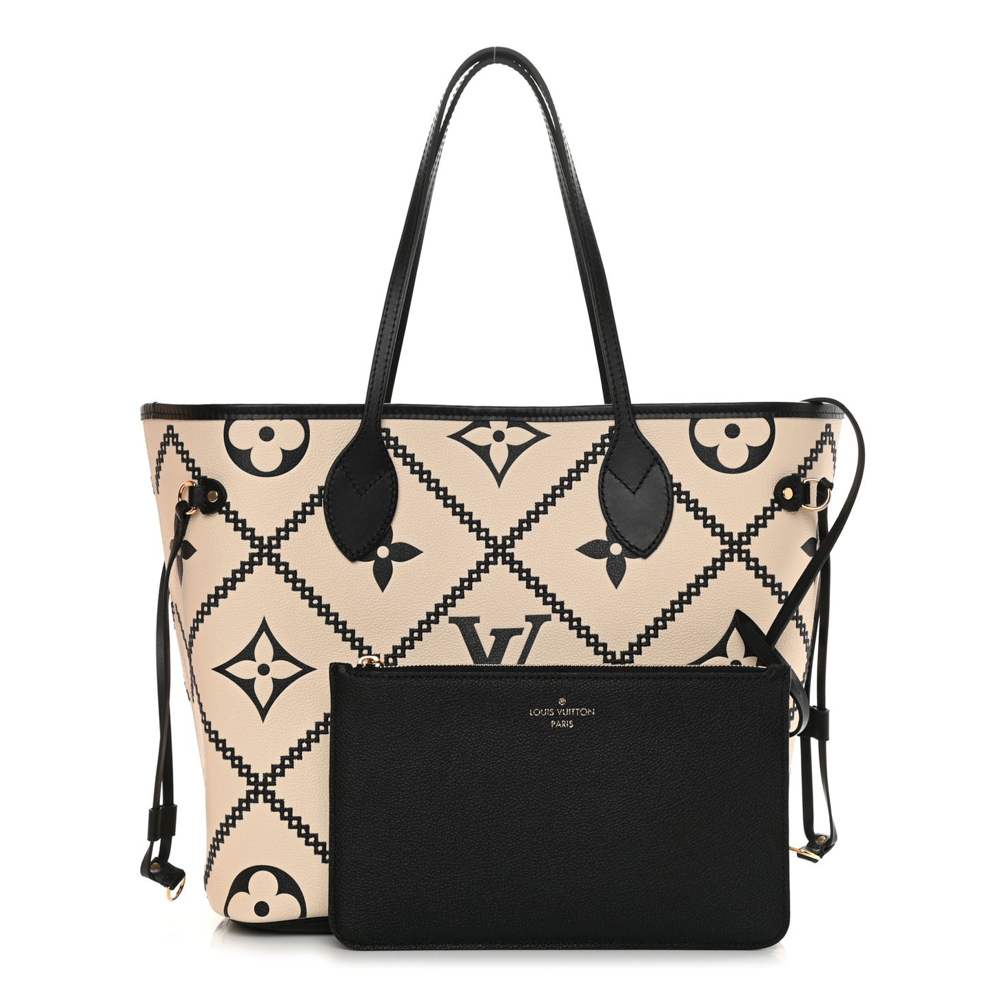 Empreinte Monogram Giant Broderies Neverfull MM Cream Black