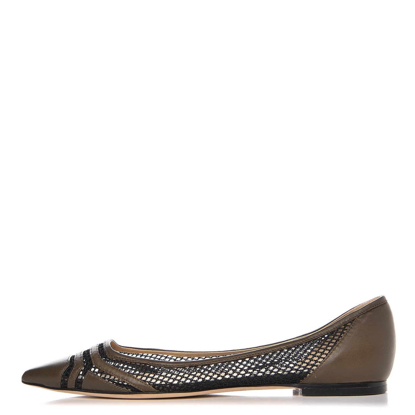 Nappa Mesh Hettie Pointy Toe Flats 38 Green