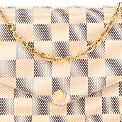Louis Vuitton Damier Azur Pochette Felicie Chain Wallet Rose Ballerine 11 of 17