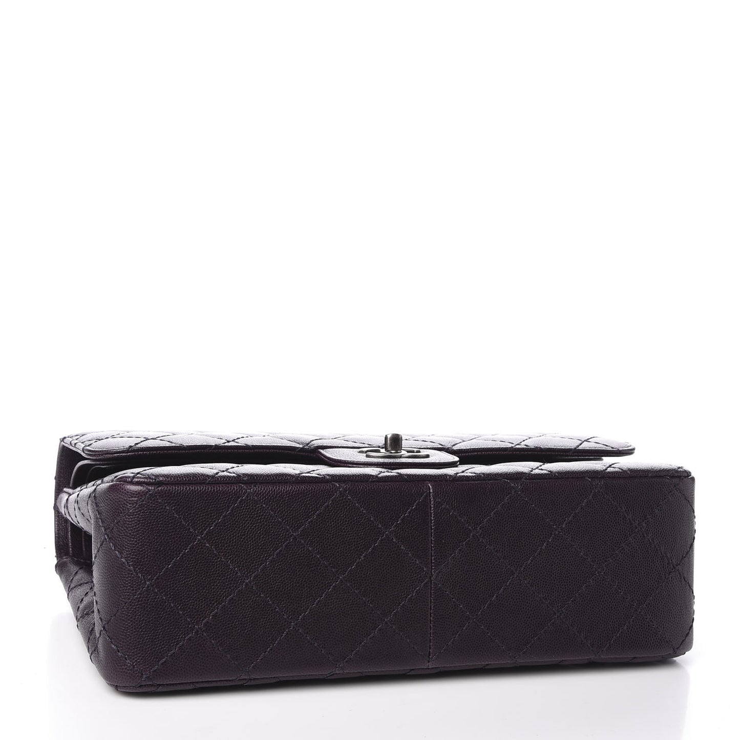 Caviar Quilted Jumbo Double Flap Dark Purple