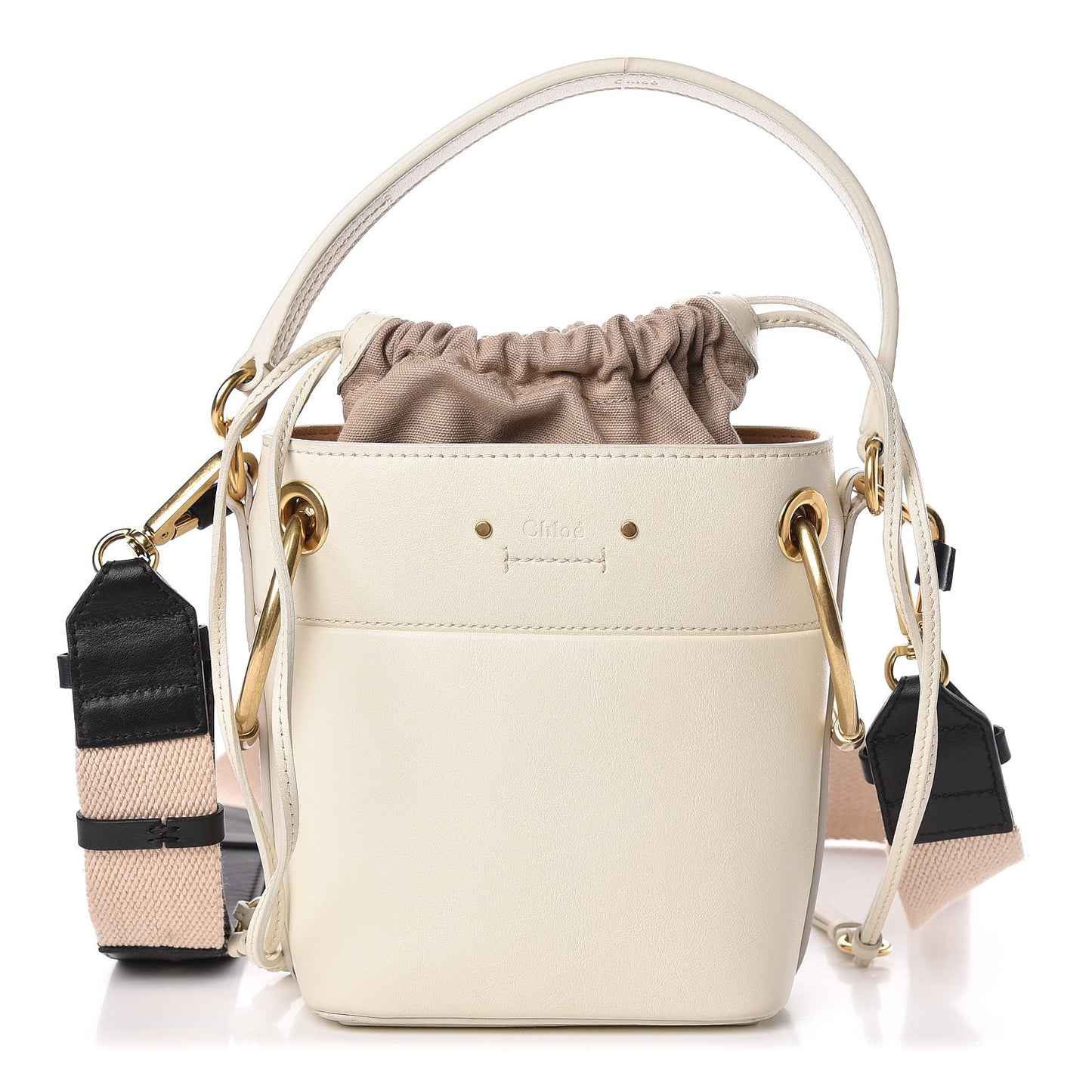 Smooth Calfskin Mini Roy Bucket Bag Natural White