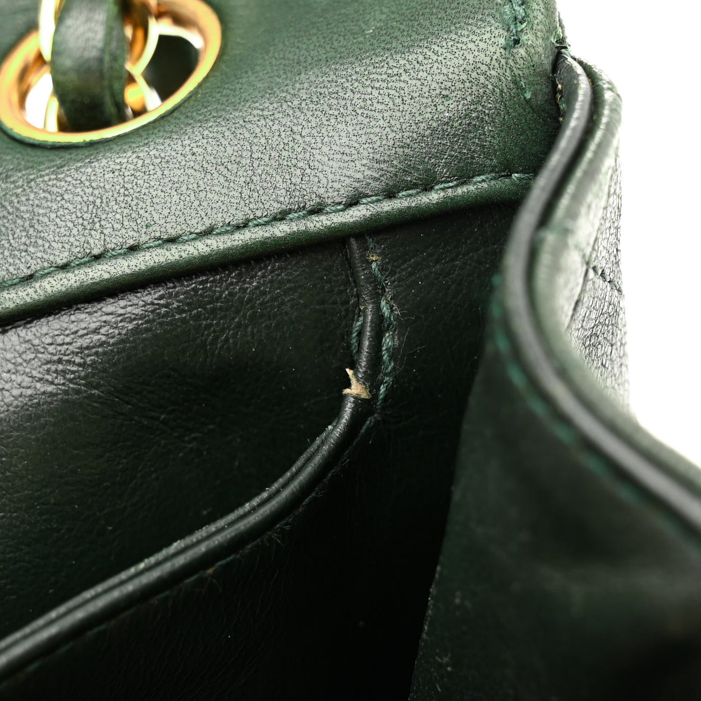 Lambskin Quilted Small Single Flap With Pouch Green