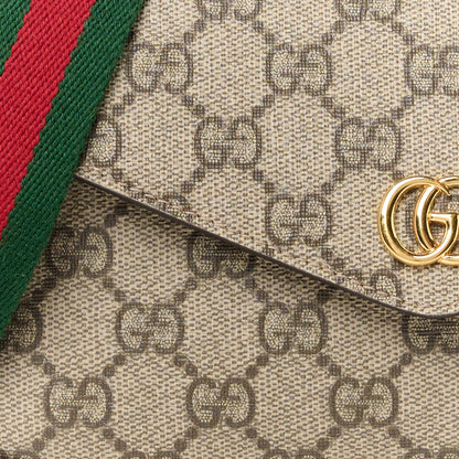 Gucci GG Supreme Monogram Textured Dollar Calfskin Web Mini Ophidia Envelope Shoulder Bag Beige Ebony 8 of 10