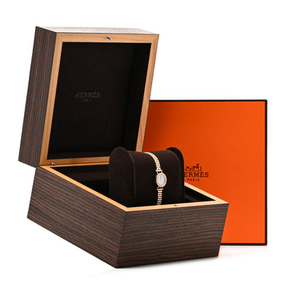 Hermes 18K Rose Gold Diamond Bezel 16mm Faubourg Quartz Watch 5 of 5