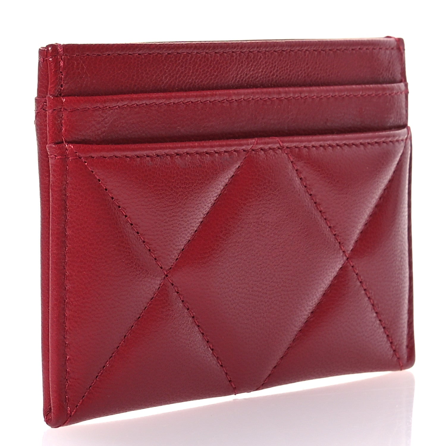 Chanel Shiny Goatskin Quilted Chanel 19 Card Holder 3 of 9