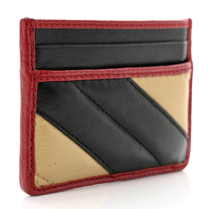 Gucci Azalea Calfskin Matelasse Diagonal Patchwork Torchon GG Marmont Card Case Black Beige Romantic Cerise 3 of 7