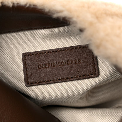 Saint Laurent Shearling Quilted Monogram Loulou Puffer Pouch Clutch Natural Beige Brick 7 of 10