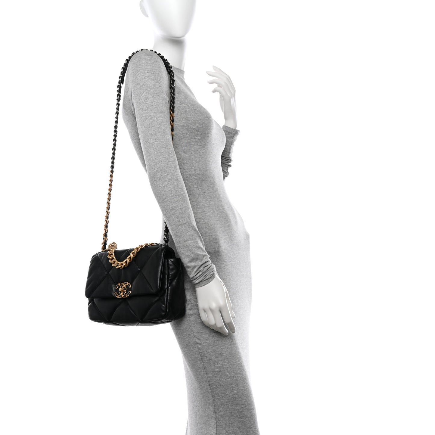 Lambskin Quilted Medium Chanel 19 Flap Black