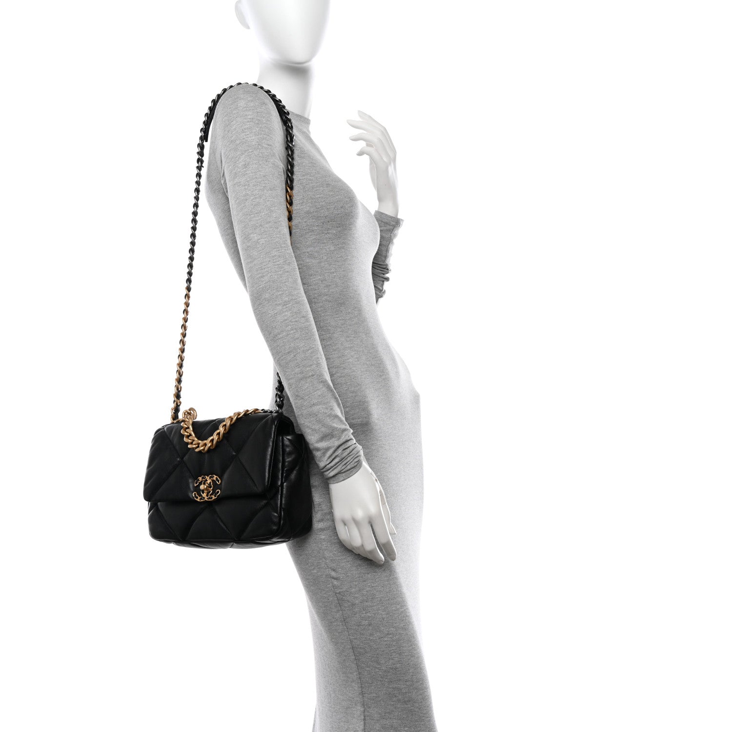Chanel Lambskin Quilted Medium Chanel 19 Flap Black 2 of 10