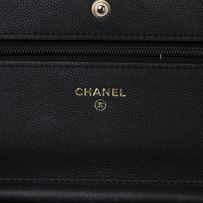 Chanel Caviar Chevron Quilted Wallet On Chain WOC Black 6 of 13