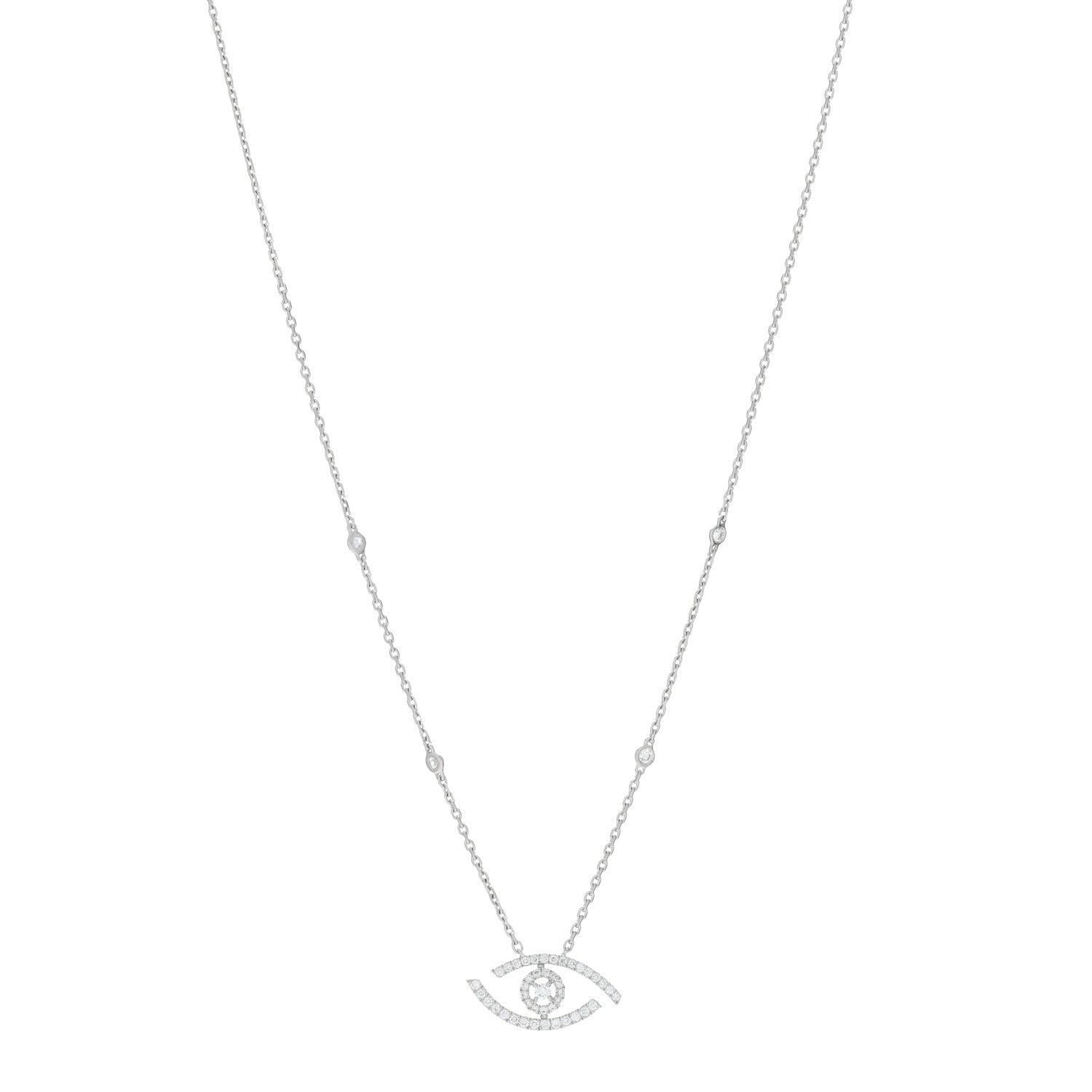 Messika 18K White Gold Diamond Lucky Eye Pave Necklace 1 of 4