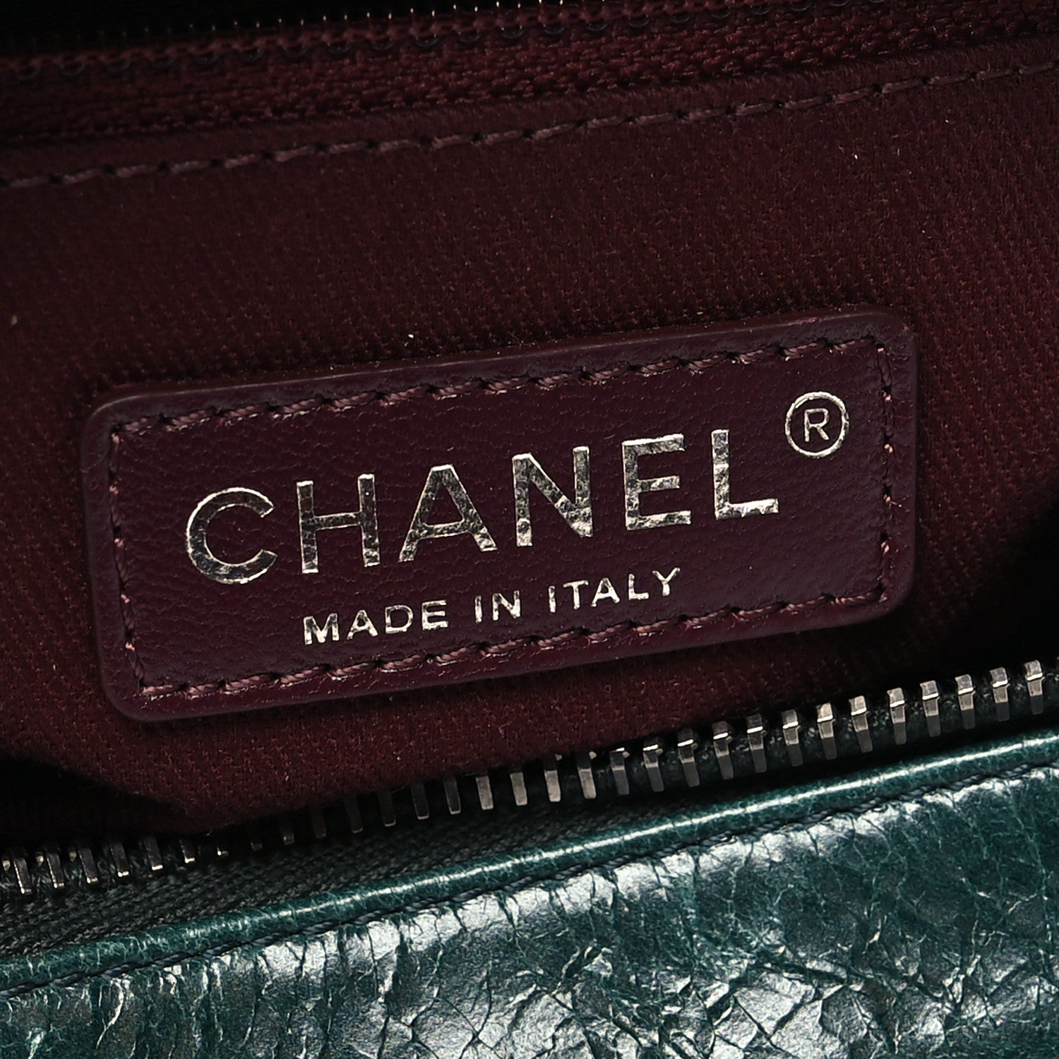 Chanel Glazed Calfskin Quilted Medium Duo Color Flap Dark Green Burgundy 6 of 11