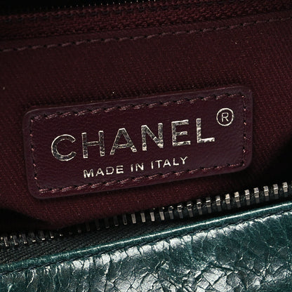 Chanel Glazed Calfskin Quilted Medium Duo Color Flap Dark Green Burgundy 6 of 11