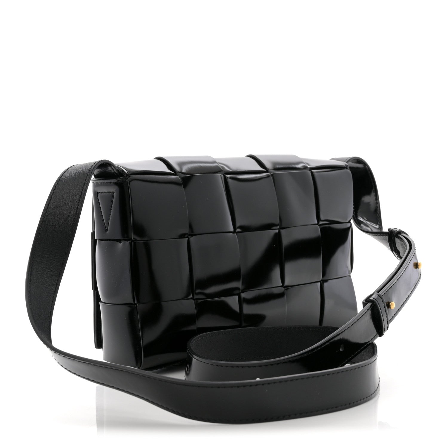 Bottega Veneta Patent Maxi Intrecciato Cassette Crossbody Bag Black 3 of 10