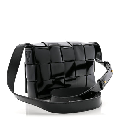 Bottega Veneta Patent Maxi Intrecciato Cassette Crossbody Bag Black 3 of 10
