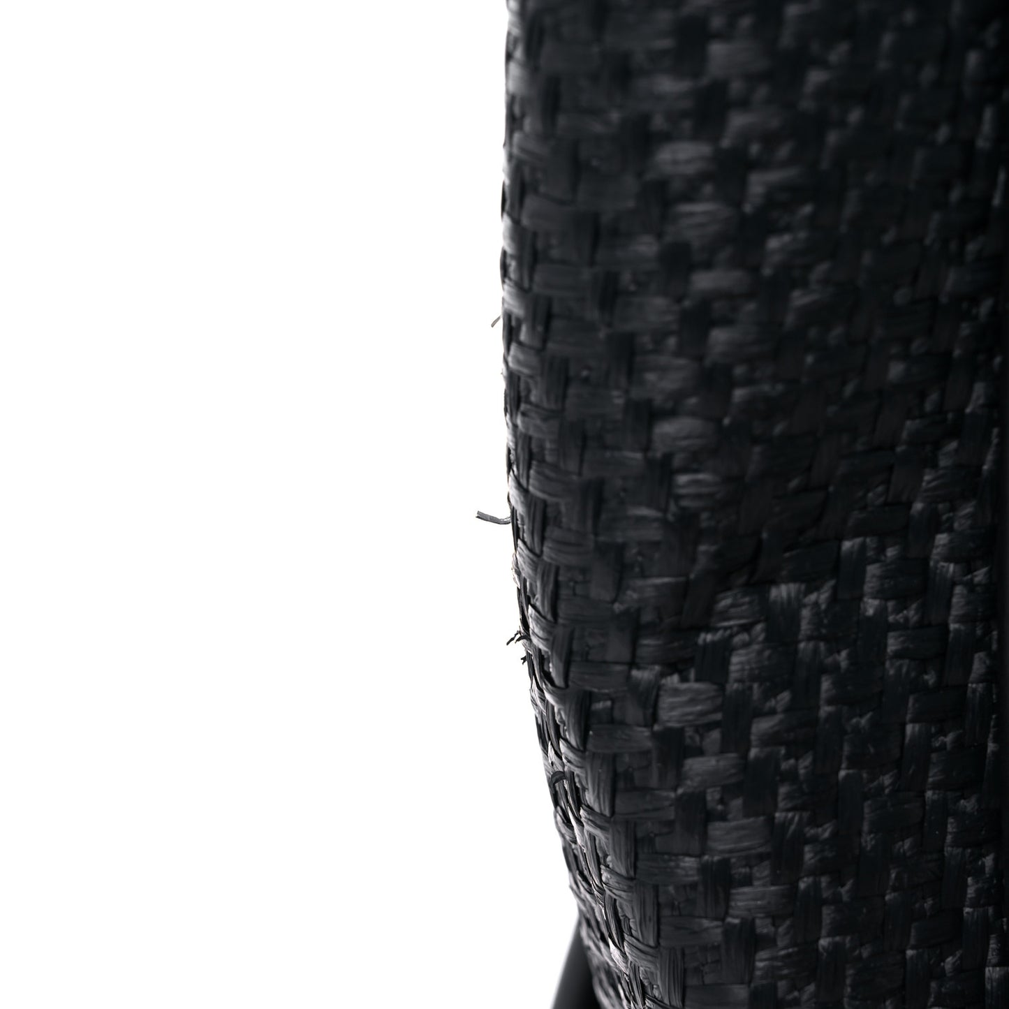Straw Raffia Calfskin Chain Small Deauville Tote Black