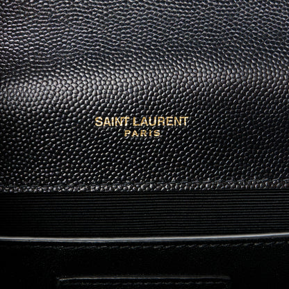 Saint Laurent Grain De Poudre Matelasse Chevron Medium Monogram Satchel Black 6 of 11