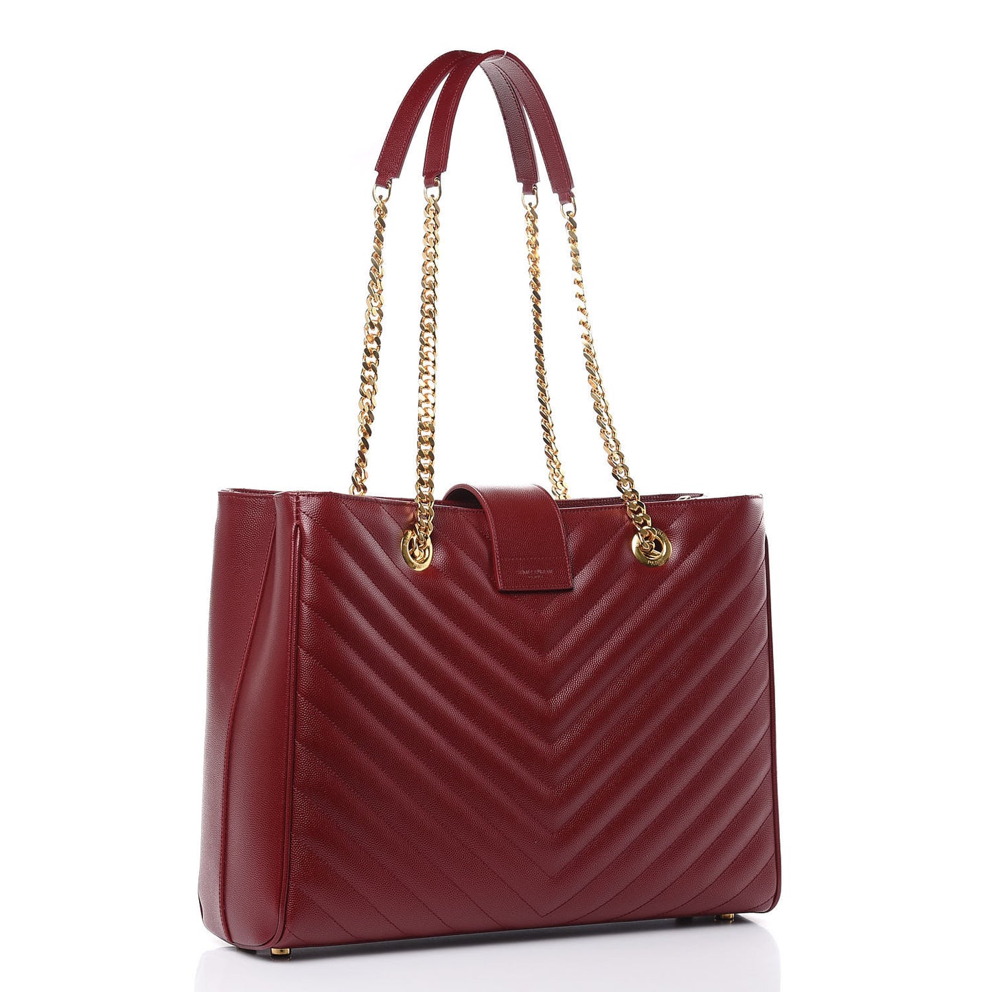 Grain De Poudre Matelasse Chevron Monogram Shopping Bag Oxblood