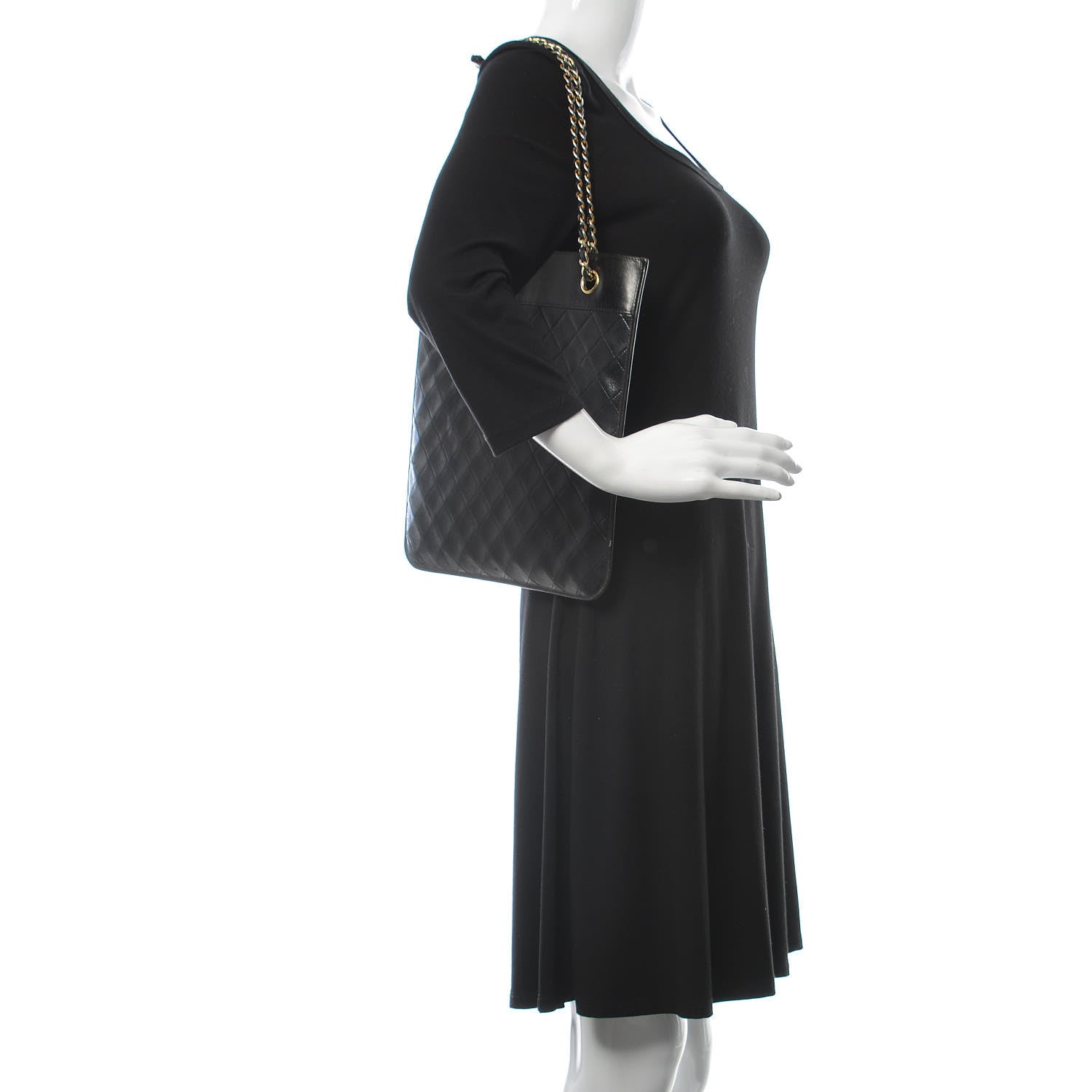 Chanel Lambskin Stitched CC Flat Tote Black 2 of 10