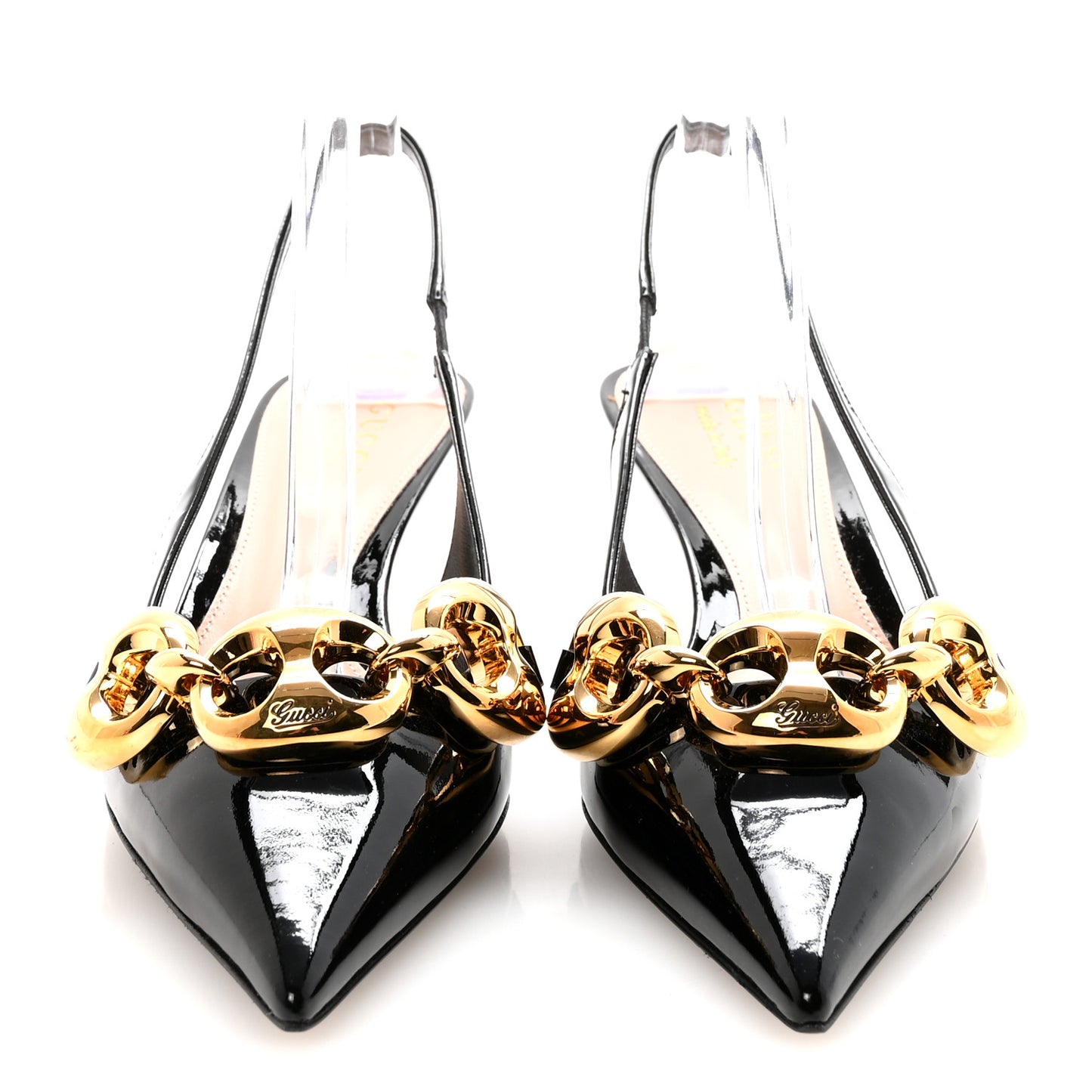 Vernice Crystal Nappa Charlotte Marina Slingback Pumps 37 Black
