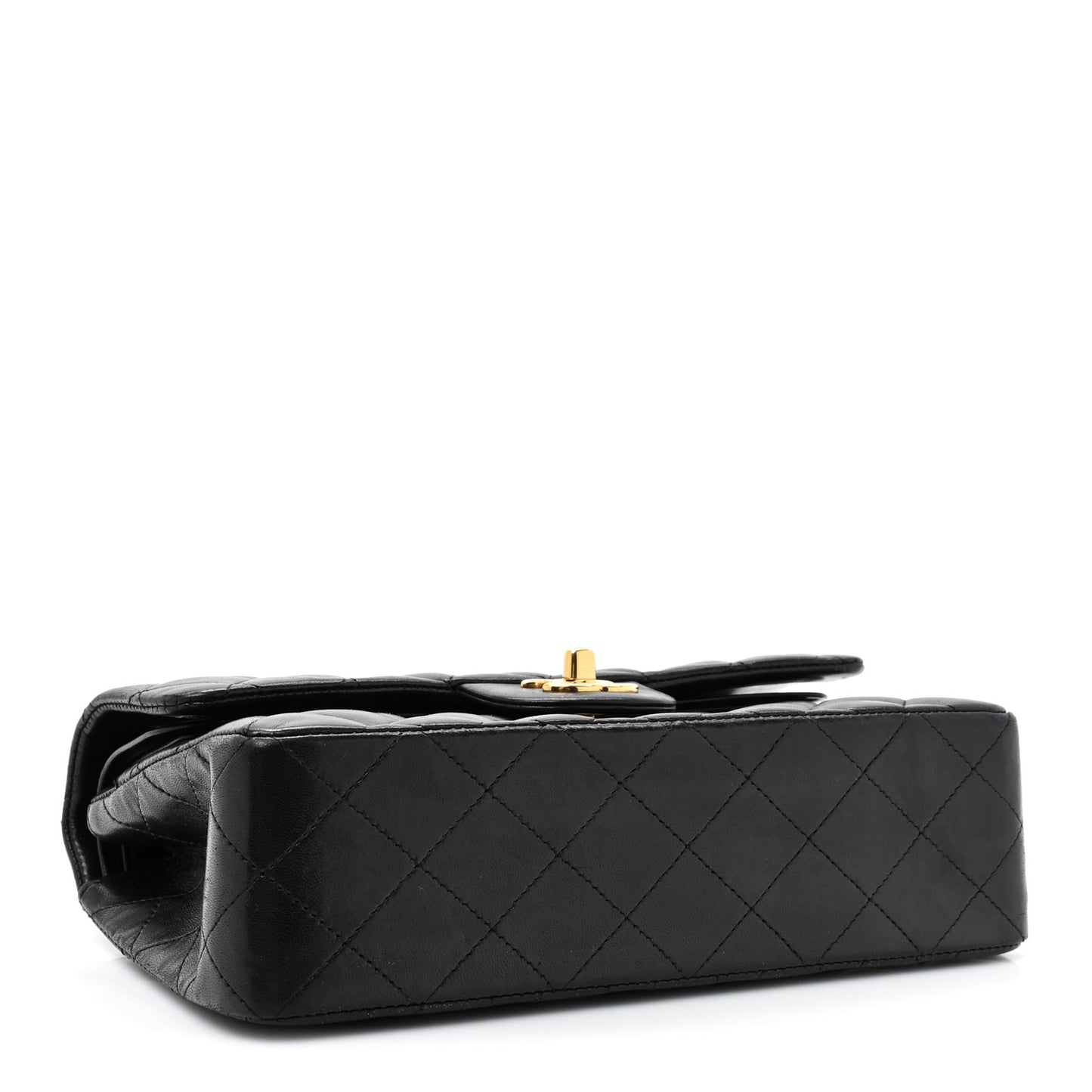 Lambskin Quilted Small Double Flap Black