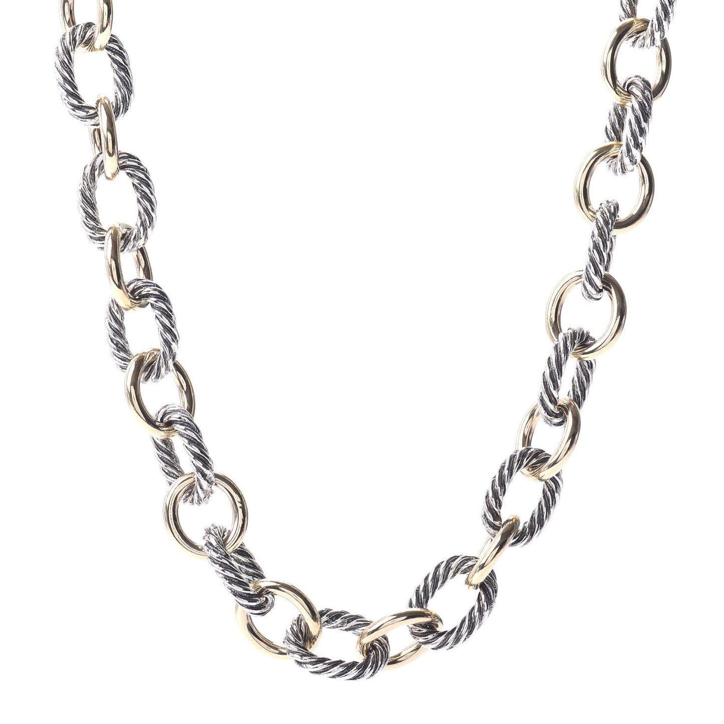 Sterling Silver 18K Yellow Gold 12mm Large Oval Link Necklace