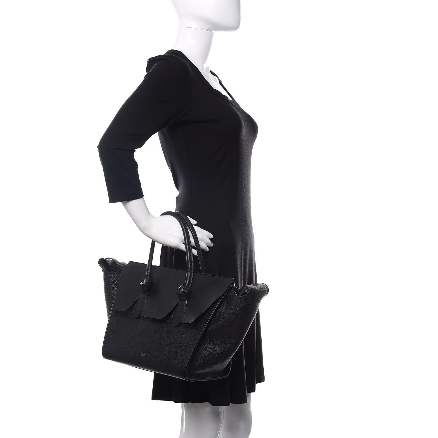 Celine Crisped Calfskin Mini Tie Knot Tote Black 2 of 29