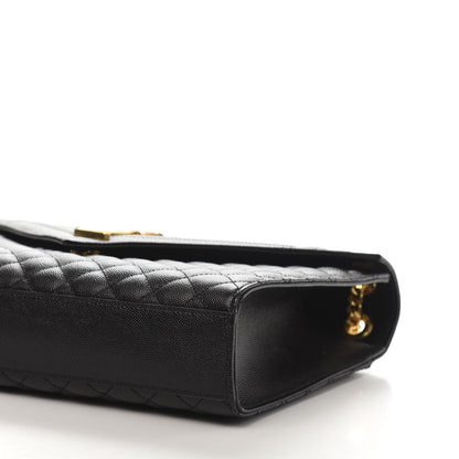 Saint Laurent Grain De Poudre Textured Mixed Matelasse Large Triquilt Monogram Satchel Black 7 of 10