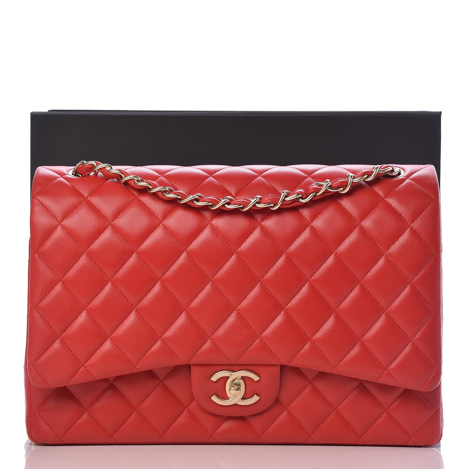 Chanel Lambskin Quilted Maxi Double Flap Red 17 of 17