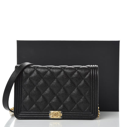 Chanel Caviar Quilted Boy Wallet On Chain WOC Black 10 of 10