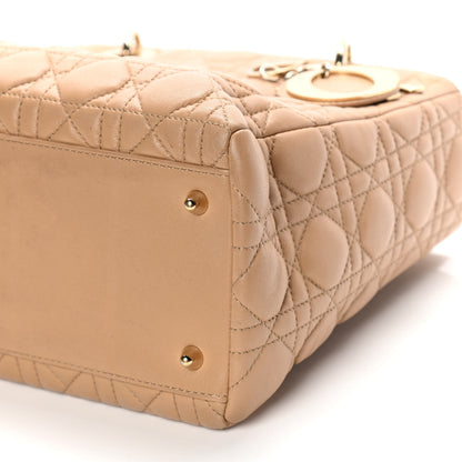 Christian Dior Lambskin Cannage Medium Lady Dior Beige 7 of 12
