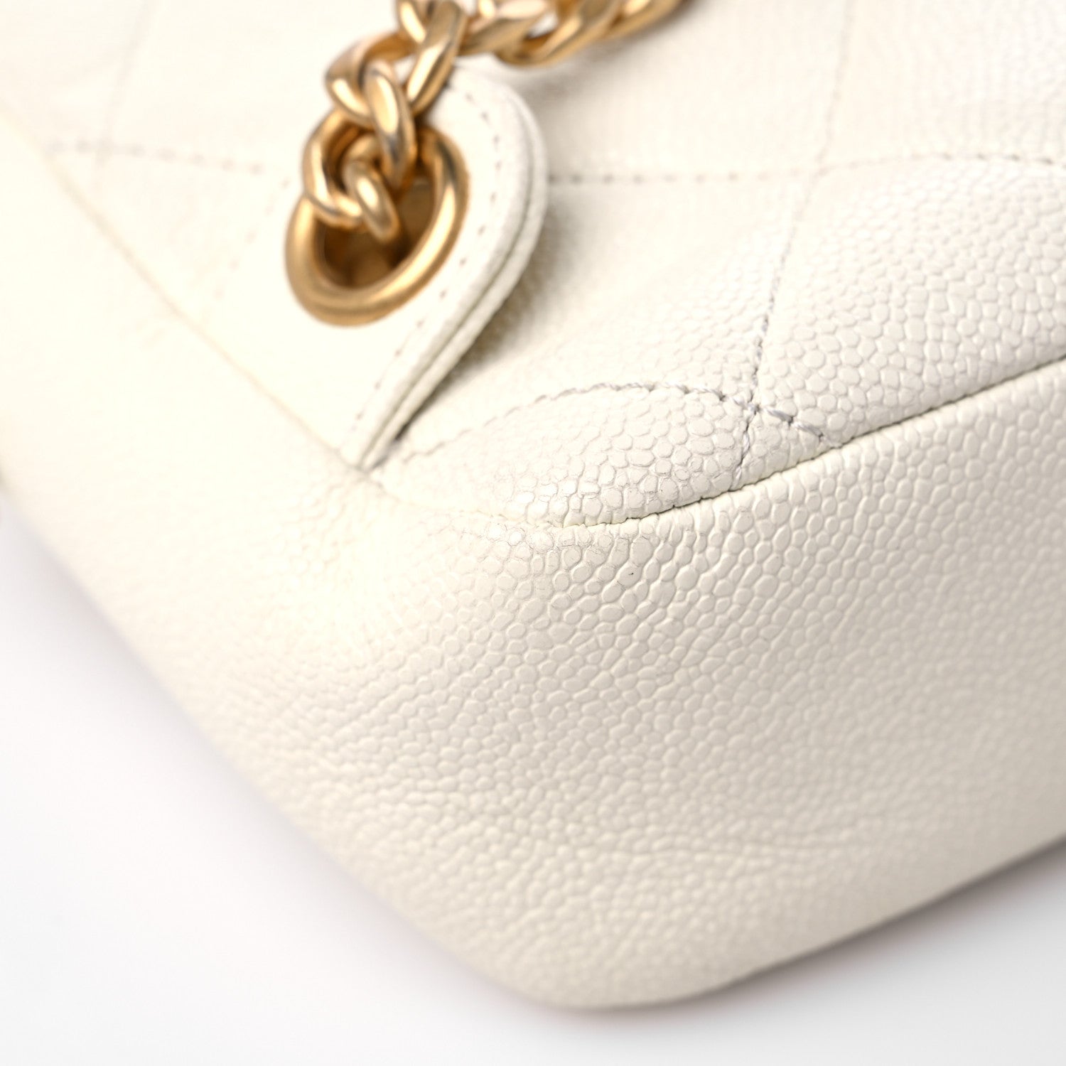 Chanel Shiny Caviar Quilted Chain Melody Backpack White 10 of 15
