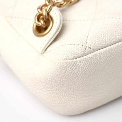 Chanel Shiny Caviar Quilted Chain Melody Backpack White 10 of 15