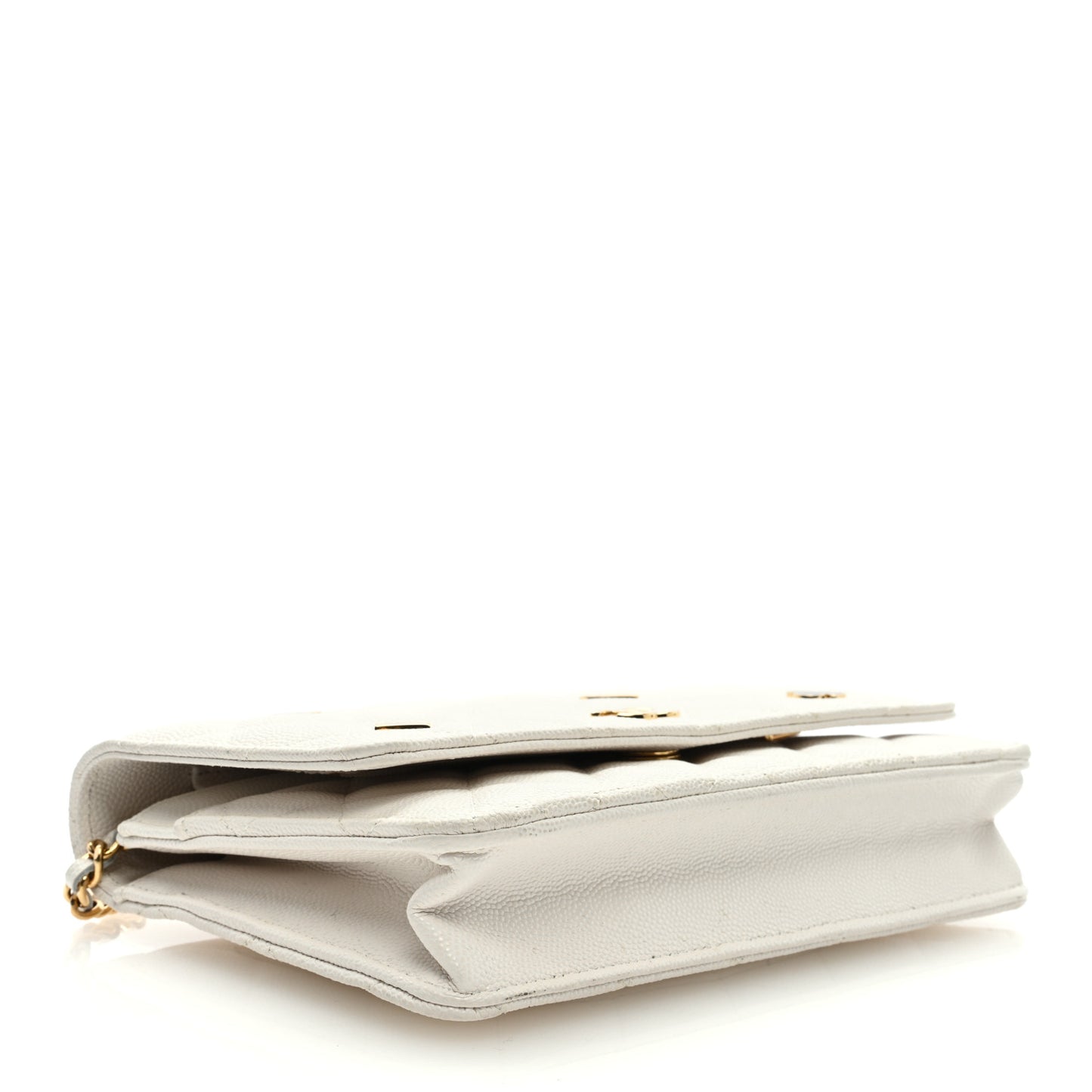 Caviar Quilted Enamel Coco Casino Wallet On Chain WOC White