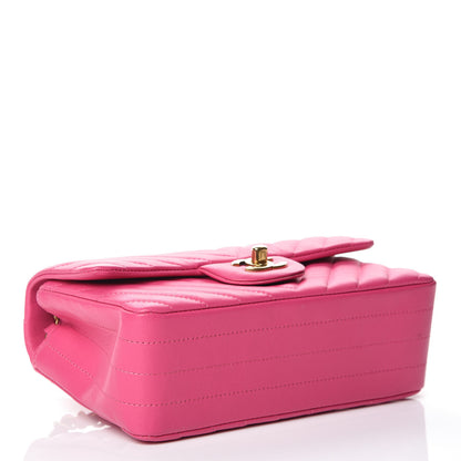 Chanel Lambskin Chevron Quilted Mini Rectangular Flap Pink 4 of 12