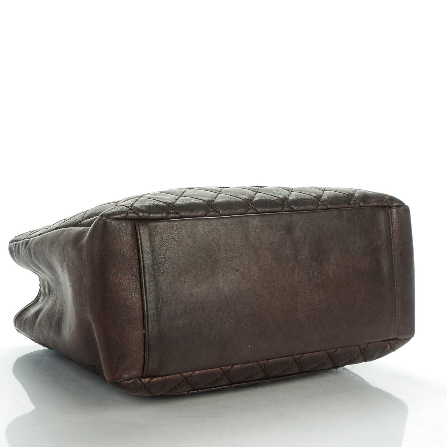 Chanel Calfskin Quilted Grand Shopping Tote GST Dark Brown 4 of 7