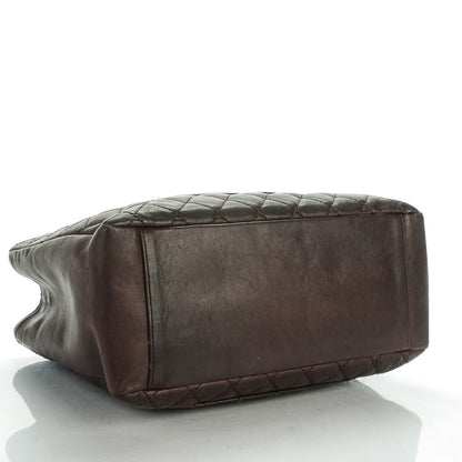 Chanel Calfskin Quilted Grand Shopping Tote GST Dark Brown 4 of 7