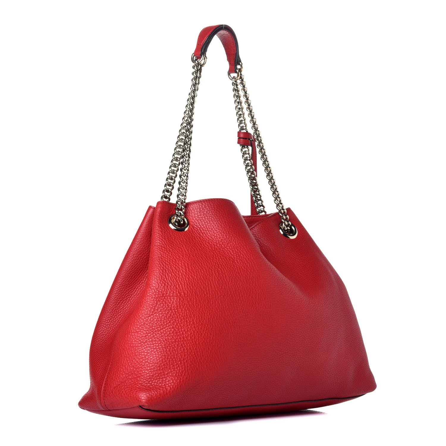 Gucci Pebbled Calfskin Medium Soho Chain Shoulder Bag Tabasco Red 3 of 9