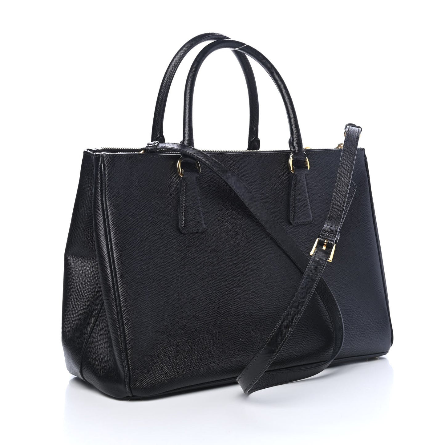 Saffiano Medium Galleria Double Zip Tote Black