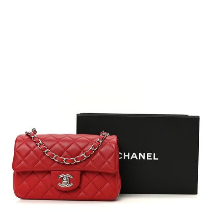 Chanel Lambskin Quilted Mini Rectangular Flap Dark Red 12 of 12