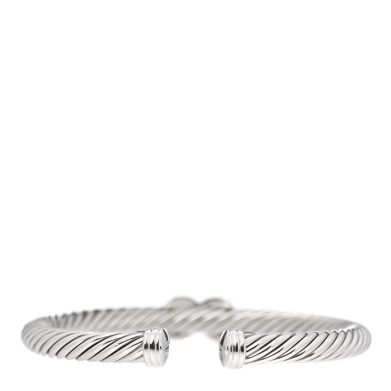 David Yurman Sterling Silver 18K White Gold Diamond Pave 5mm X Cable Bracelet 3 of 5