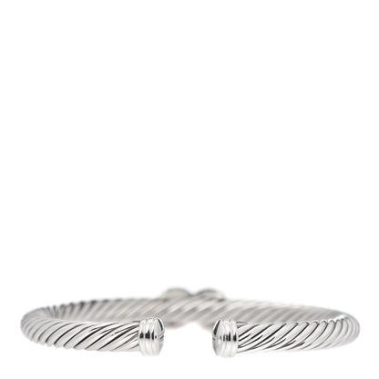 David Yurman Sterling Silver 18K White Gold Diamond Pave 5mm X Cable Bracelet 3 of 5
