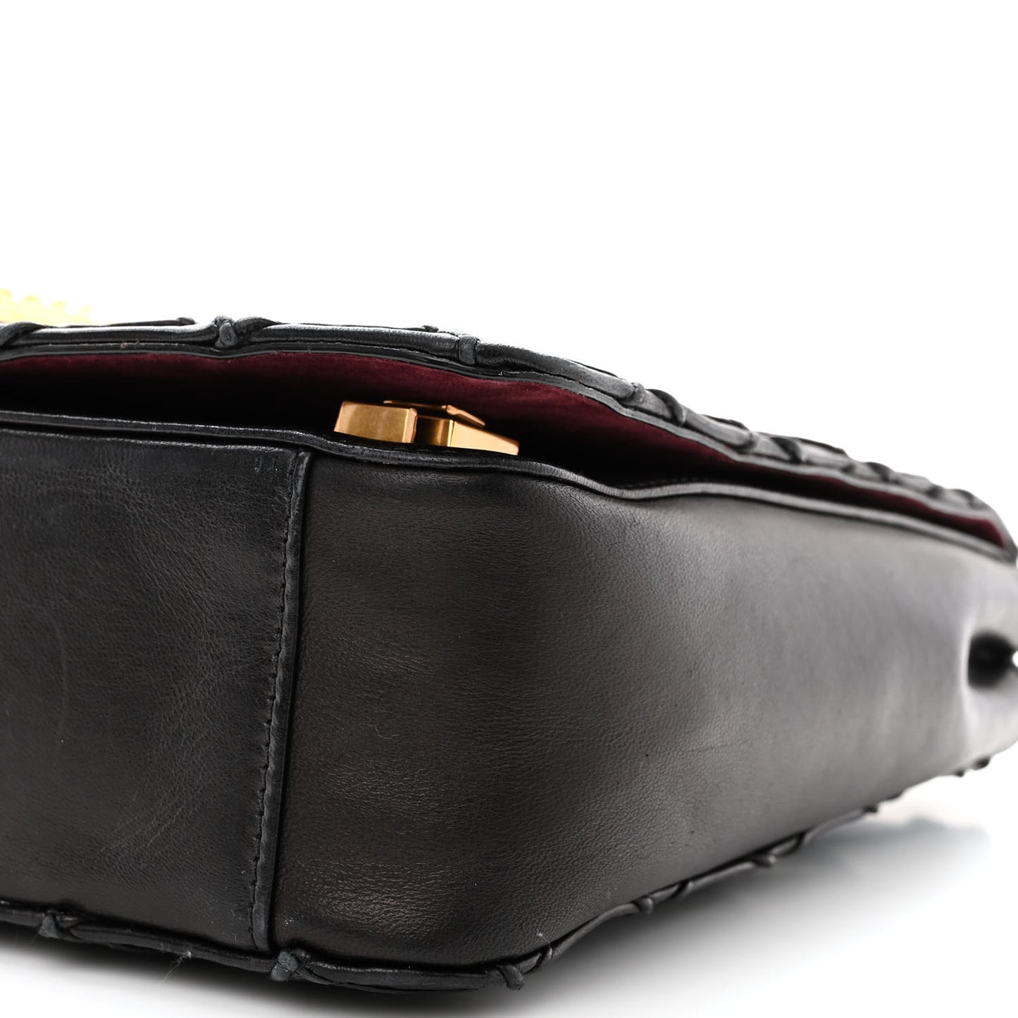 Lambskin Quilted Double Stitched The St Marc Trouble Shoulder Bag Black