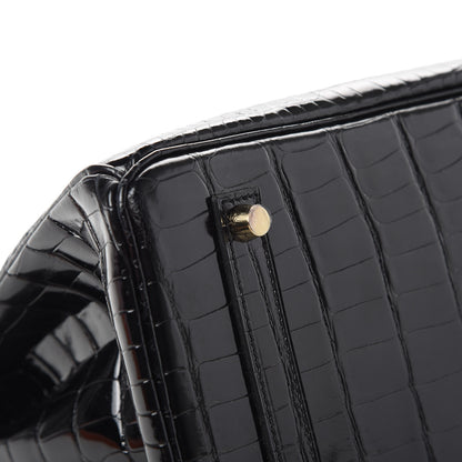 Hermes Shiny Porosus Crocodile Birkin 35 Black 7 of 41