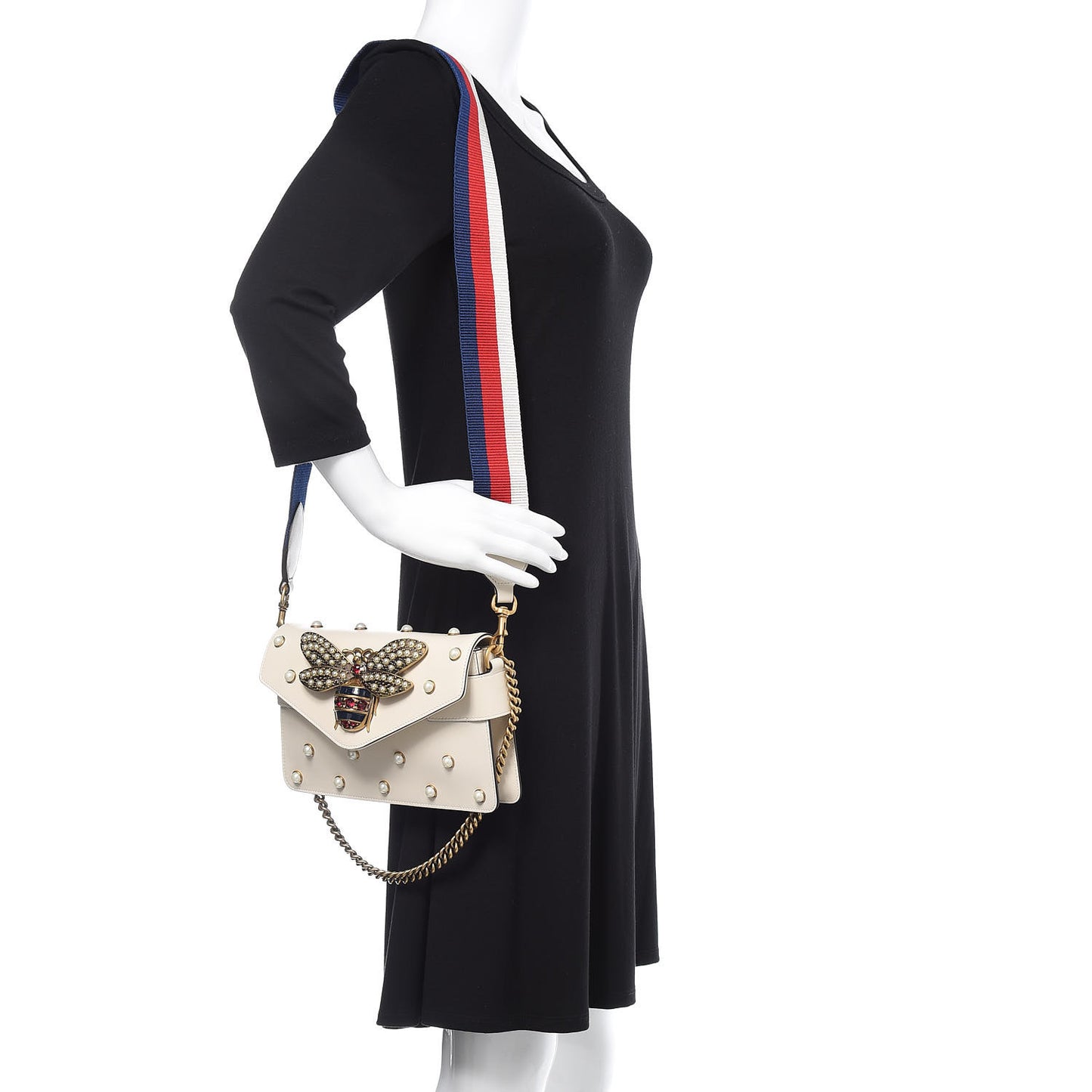 Nappa Pearl Studded Mini Queen Margaret Broadway Shoulder Bag Mystic White